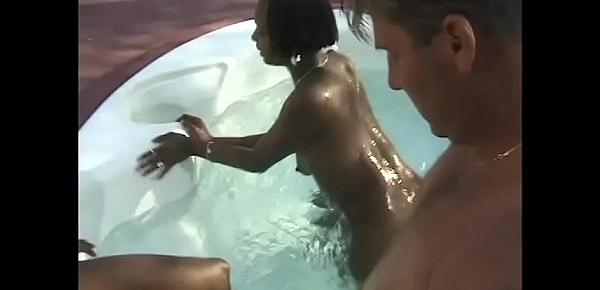  Young chicks Chastity and Peaches want to share this horny dude together in the swimming pool
